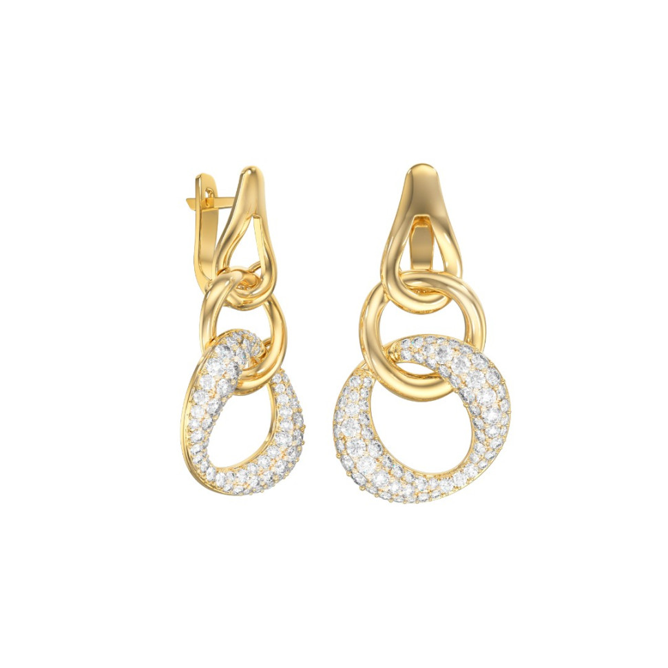 Серьги из жёлтого золота с фианитами (058628)