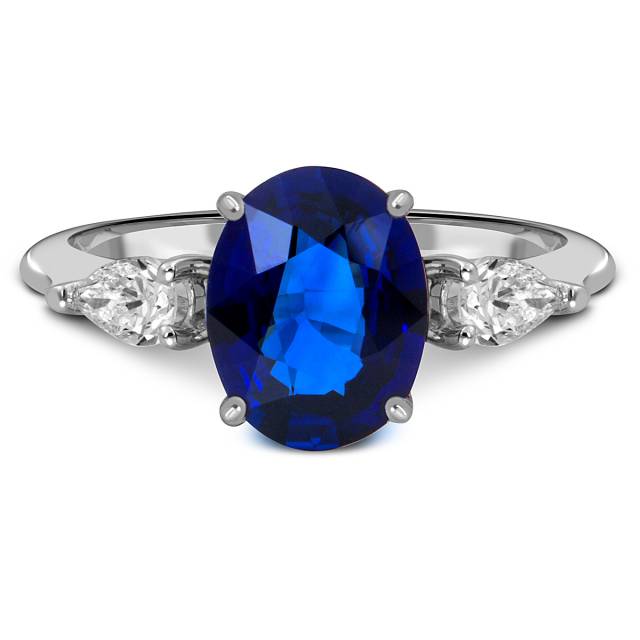 Кольцо из белого золота с бриллиантами и сапфиром (055599)