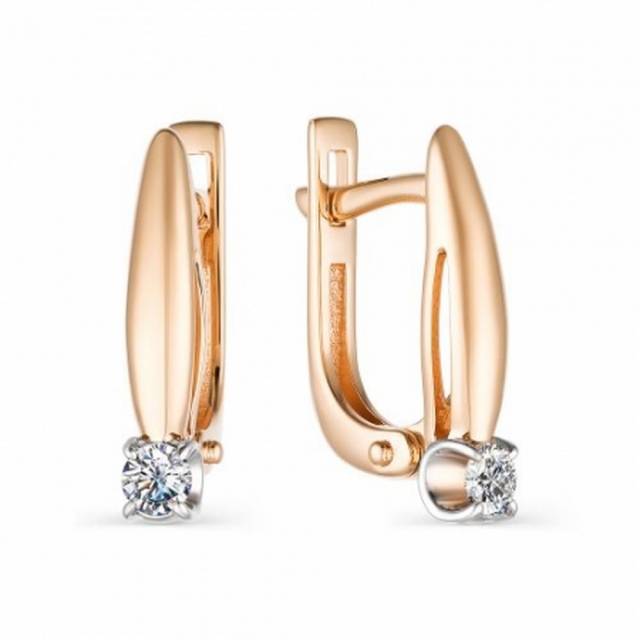 Серьги из комбинированного золота с бриллиантами (041401)