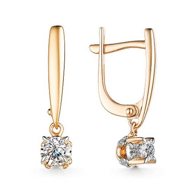 Серьги из красного золота с бриллиантами (053660)