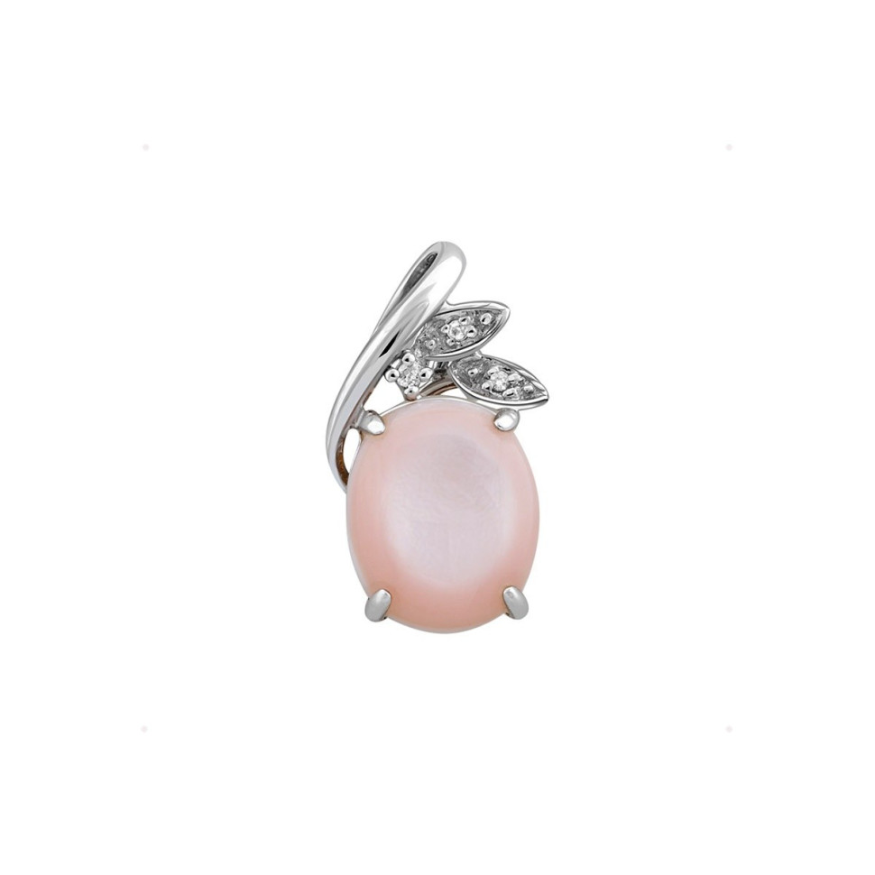 Кулон из белого золота с бриллиантами и перламутром (024306)