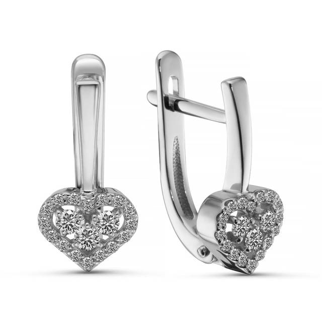 Серьги из белого золота с бриллиантами  (063767)