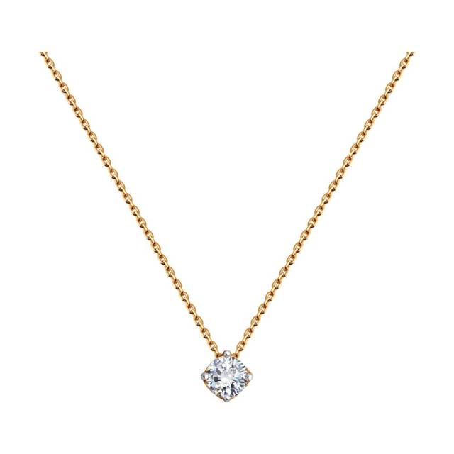 Колье из красного золота с фианитом (046025)