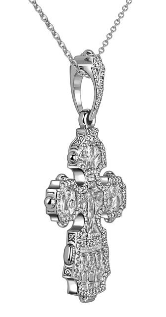 Кулон крест из платины с бриллиантами (055255)