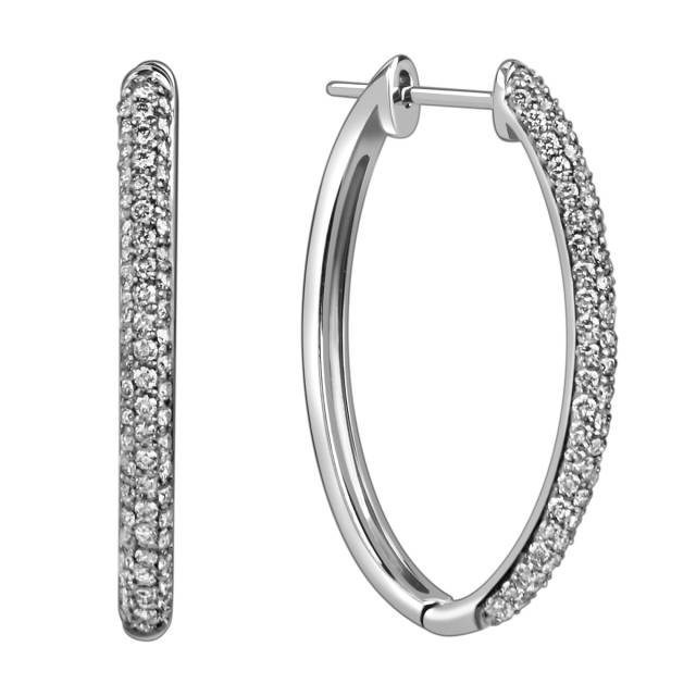 Серьги конго из белого золота с бриллиантами  (059106)
