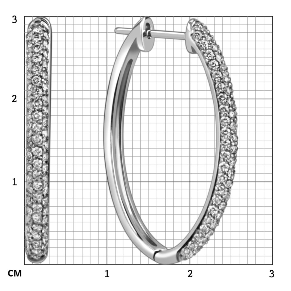 Серьги конго из белого золота с бриллиантами  (059106)