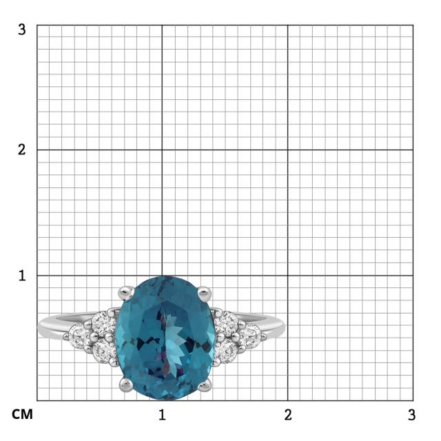 Кольцо из белого золота с бриллиантами и лондон топазом (060347)