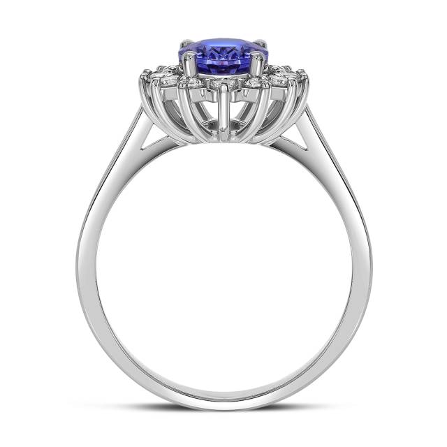 Кольцо из белого золота с бриллиантами и танзанитом (061602)