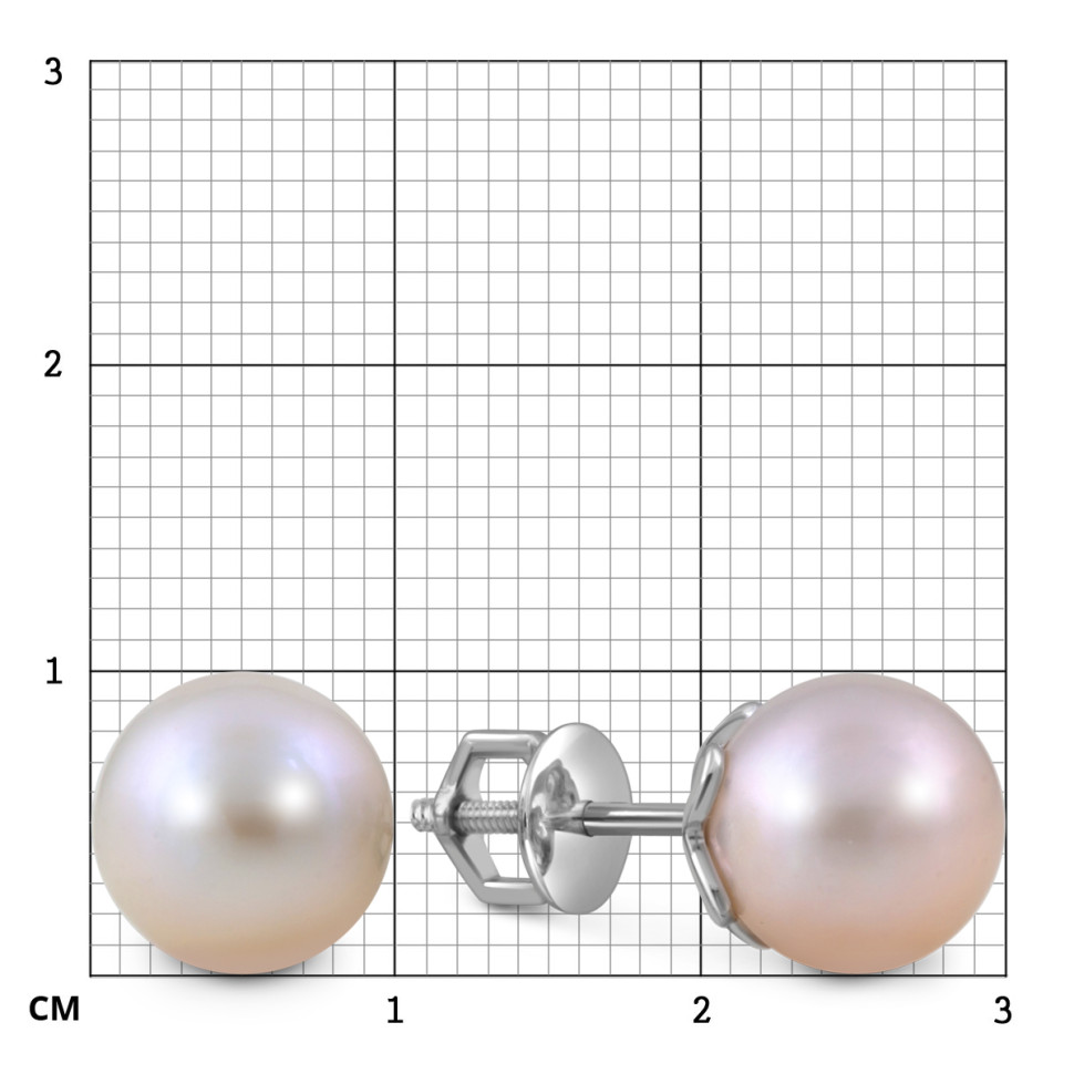 Серьги пусеты из белого золота с жемчугом (055168)