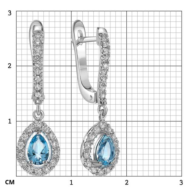 Серьги из белого золота с бриллиантами и топазами лондон (061092)