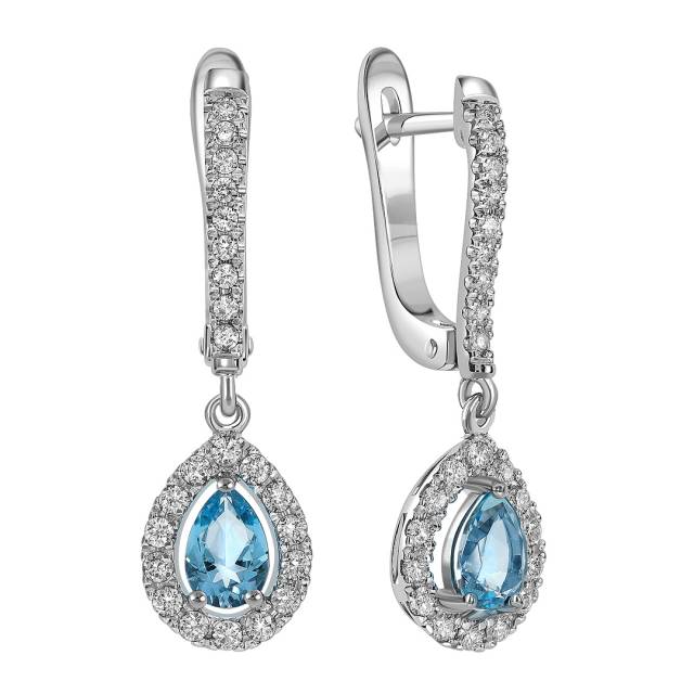 Серьги из белого золота с бриллиантами и топазами лондон (061092)
