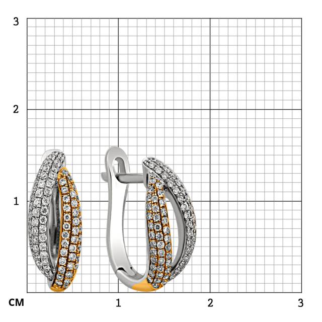 Серьги из комбинированного золота с бриллиантами (023366)