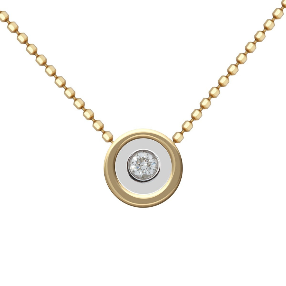 Колье из комбинированного золота с бриллиантом (013632)