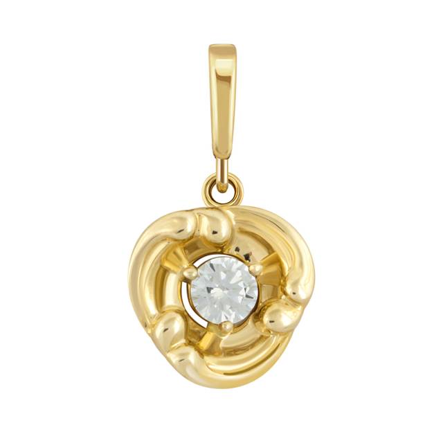 Кулон из жёлтого золота с бриллиантом (042751)