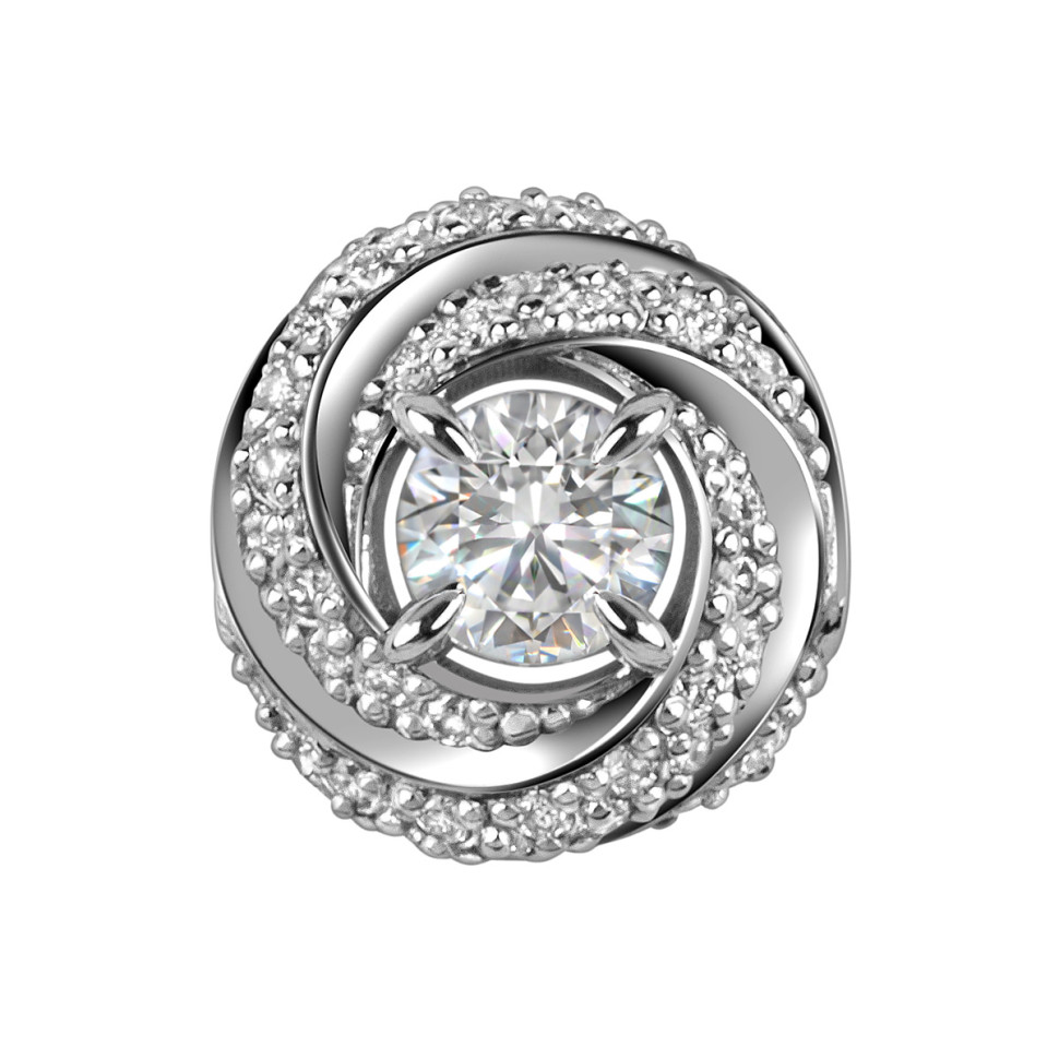 Кулон из белого золота с бриллиантами (047609)