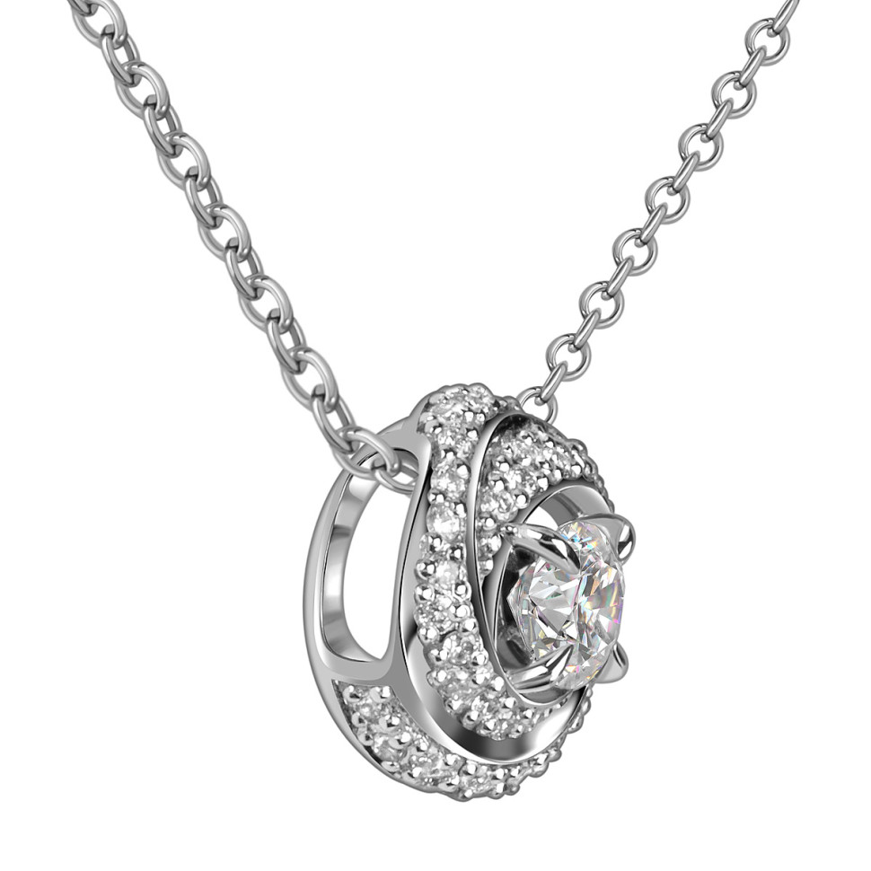 Кулон из белого золота с бриллиантами (047609)
