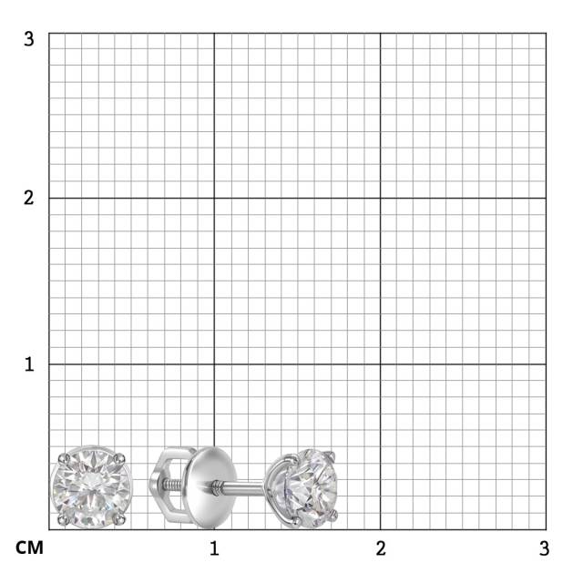 Серьги пусеты из платины с бриллиантами (064345)