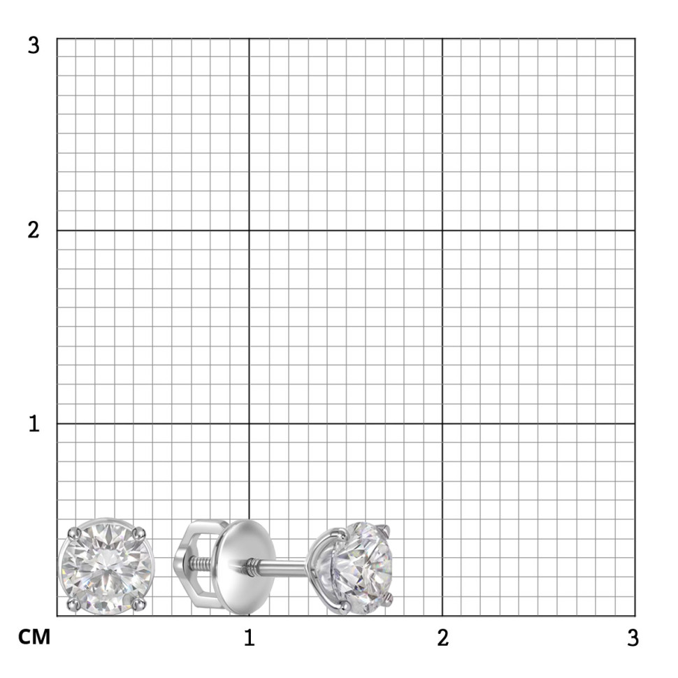 Серьги пусеты из платины с бриллиантами (064345)