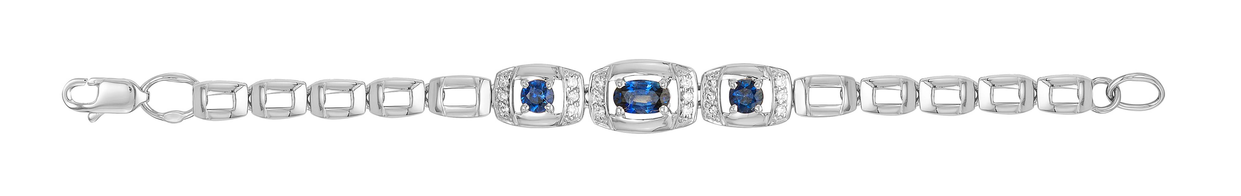 Браслет из белого золота с сапфирами и бриллиантами (063042)