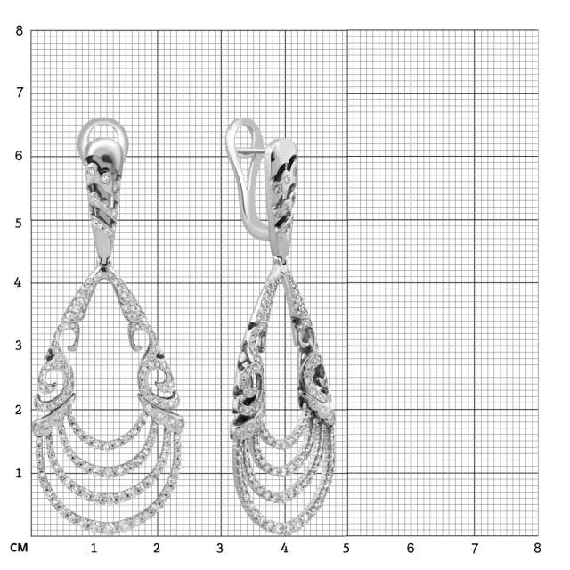 Серьги из белого золота с бриллиантами (037597)