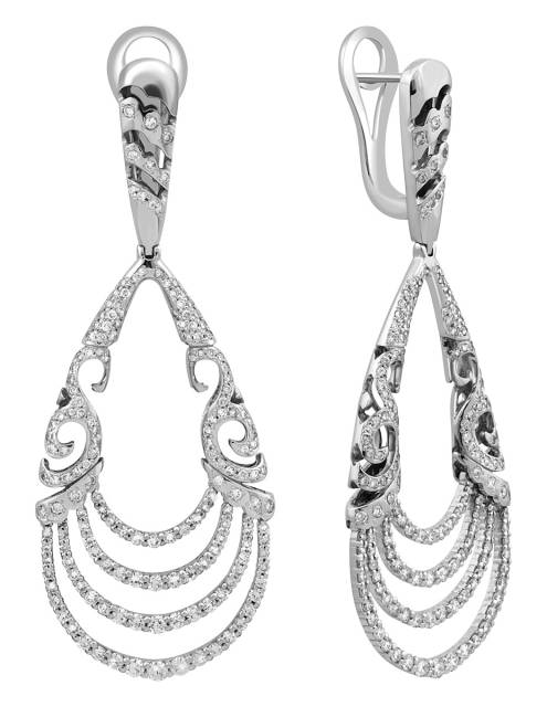 Серьги из белого золота с бриллиантами (037597)