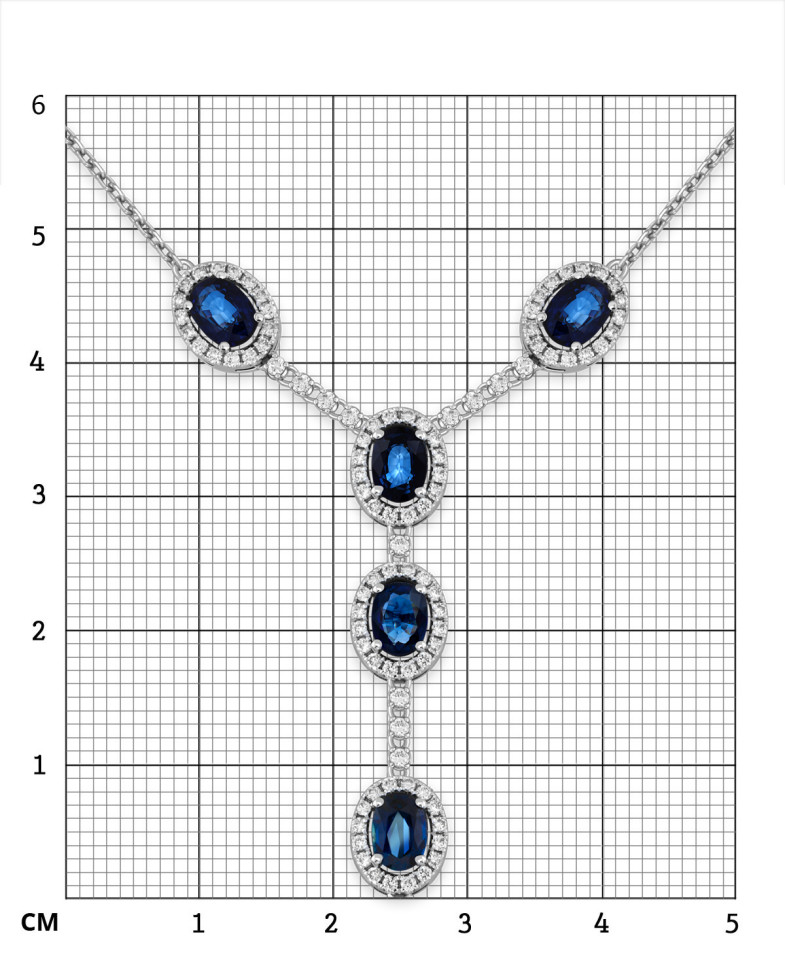 Колье из белого золота с бриллиантами и сапфирами (050779)