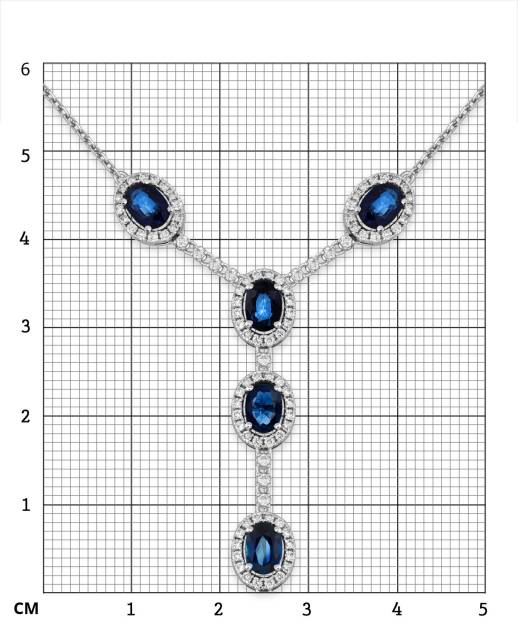 Колье из белого золота с бриллиантами и сапфирами (050779)