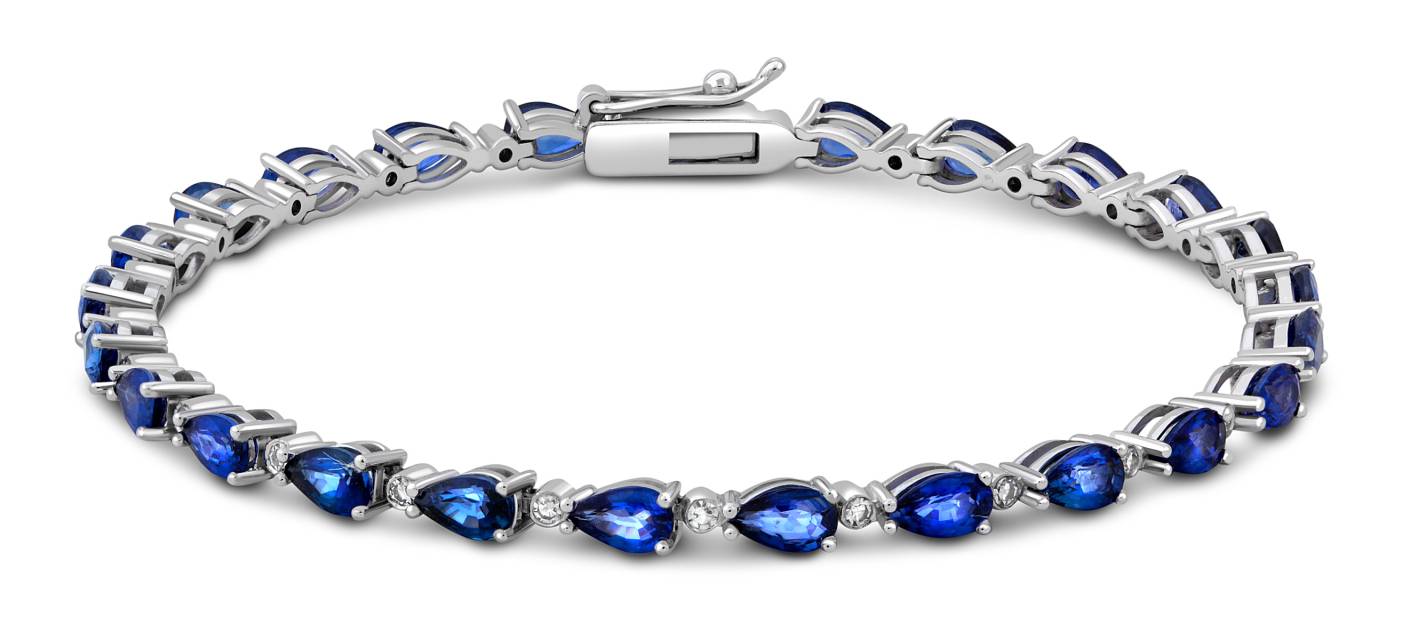 Браслет из белого золота с бриллиантами и сапфирами (049235)