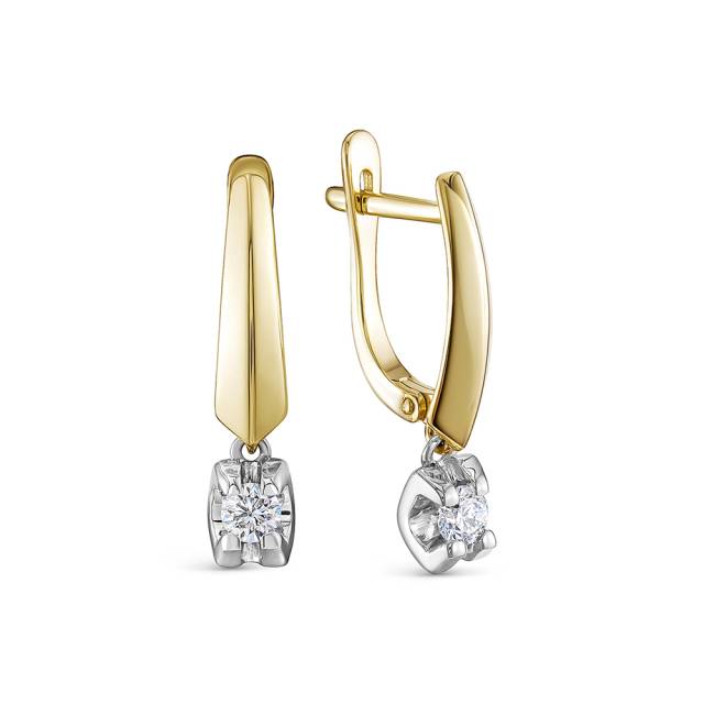 Серьги из комбинированного золота с бриллиантами (053997)