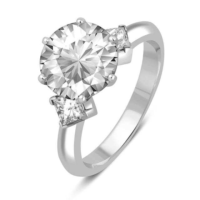 Помолвочное кольцо из платины с бриллиантами (045558)