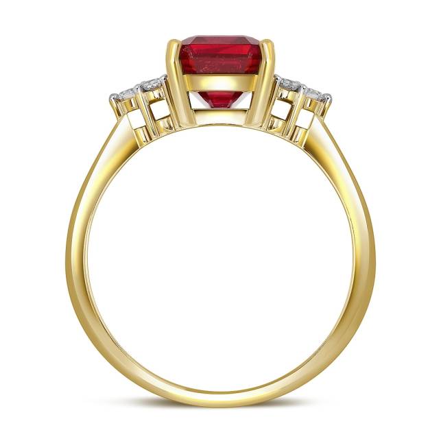 Кольцо из жёлтого золота с бриллиантами и рубином (050548)