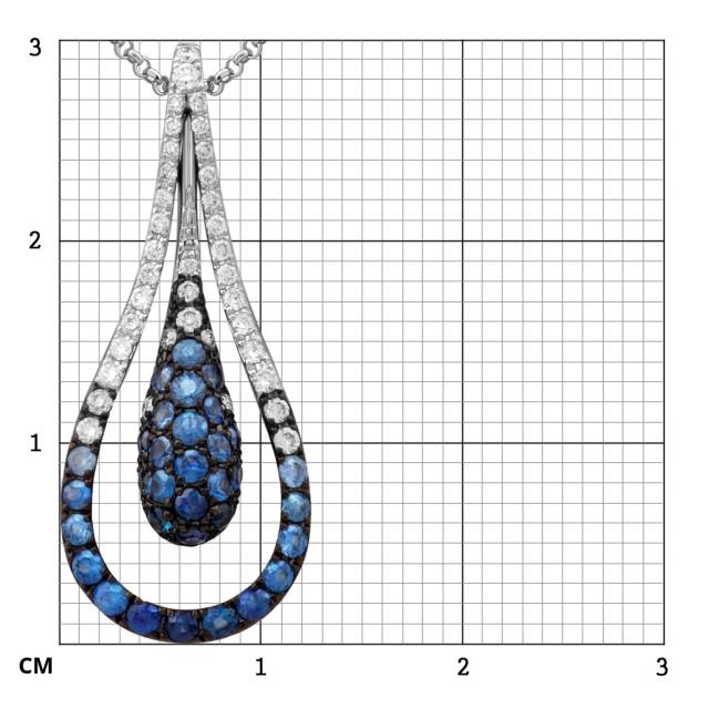 Колье из белого золота с бриллиантами и сапфирами (030677)