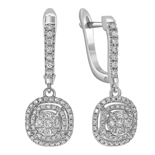Серьги из белого золота с бриллиантами  (059594)