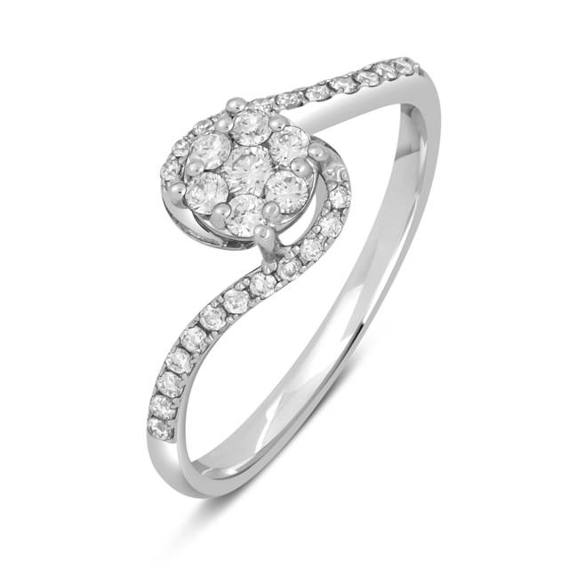 Кольцо из белого золота с бриллиантами (043409)