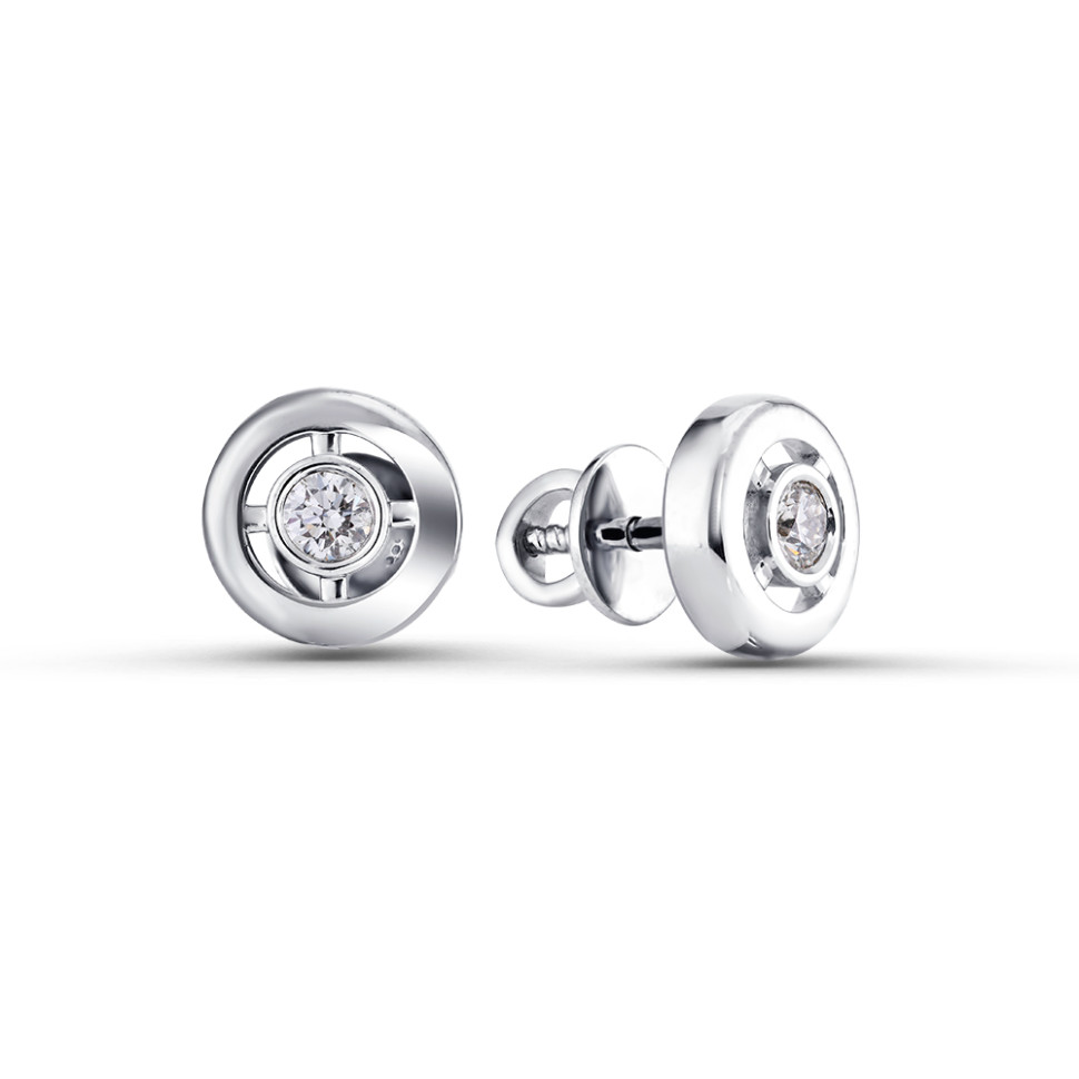 Серьги пусеты из белого золота с бриллиантами (059429)