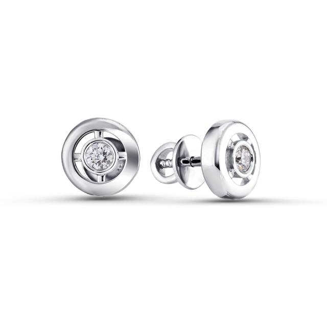 Серьги пусеты из белого золота с бриллиантами (059429)