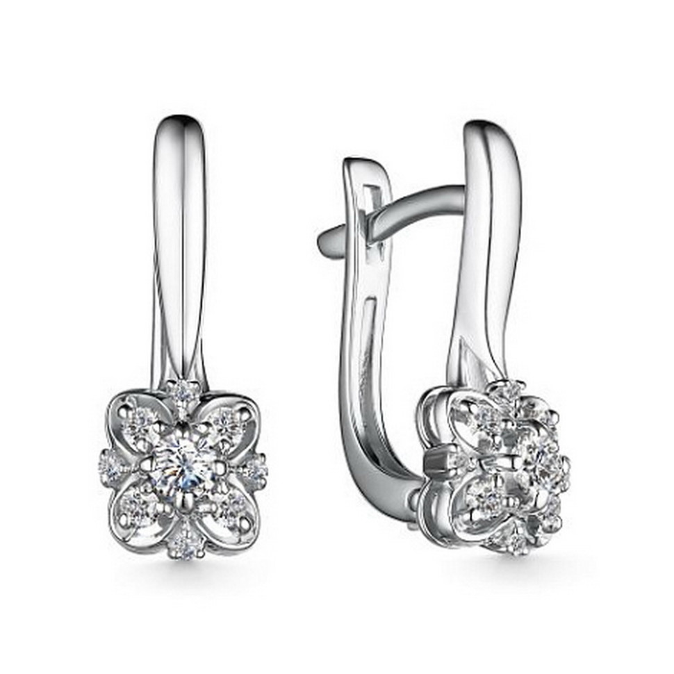 Серьги из белого золота с бриллиантами (059473)