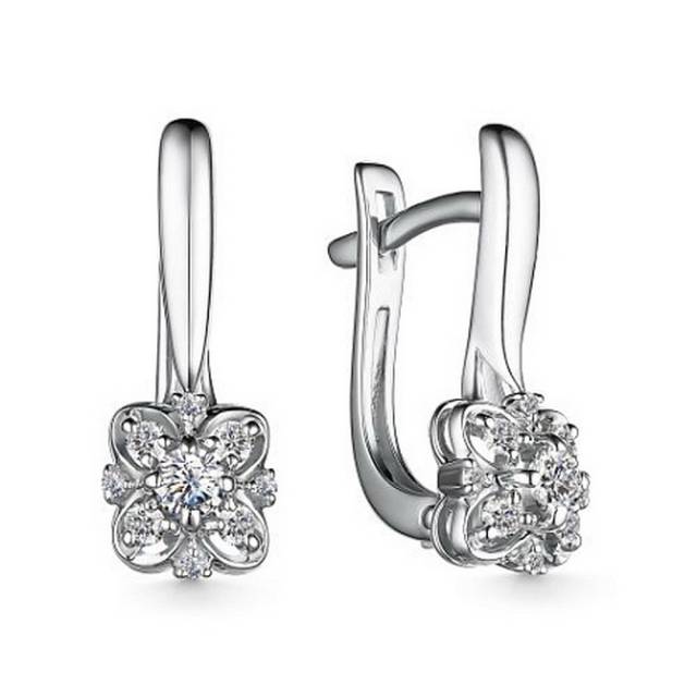 Серьги из белого золота с бриллиантами (059473)