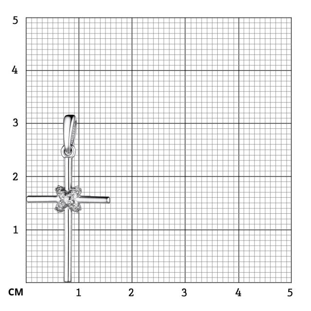 Кулон крест из белого золота с бриллиантами (060494)