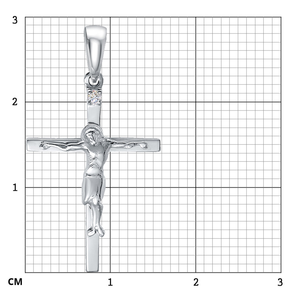 Кулон крест из платины с бриллиантом (051394)