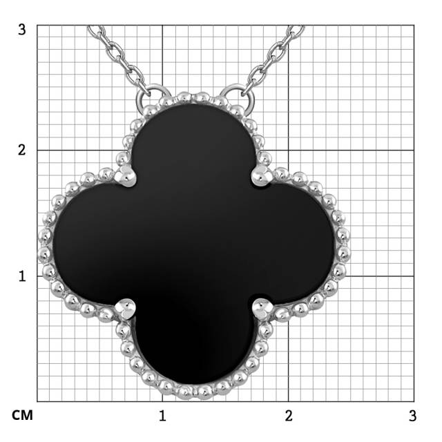 Колье из белого золота с ониксом (060839)