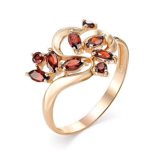 Кольцо из красного золота с гранатами (040258)