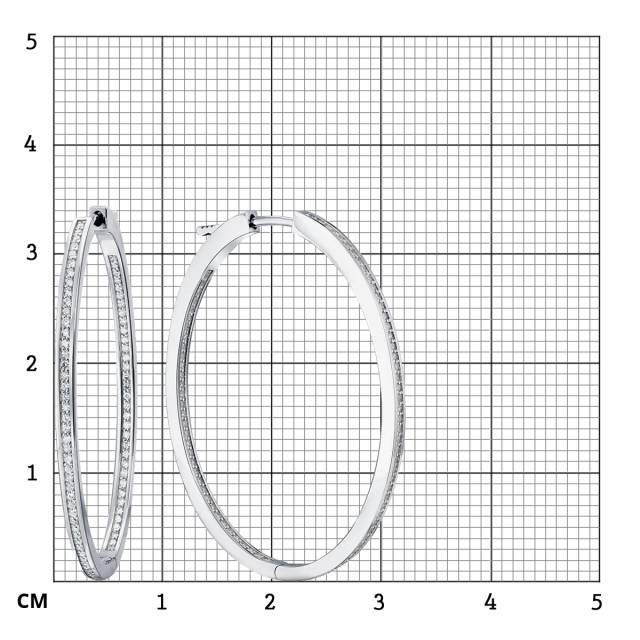 Серьги конго из белого золота с бриллиантами (057629)