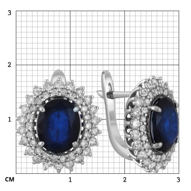 Серьги из белого золота с бриллиантами и сапфирами (045550)