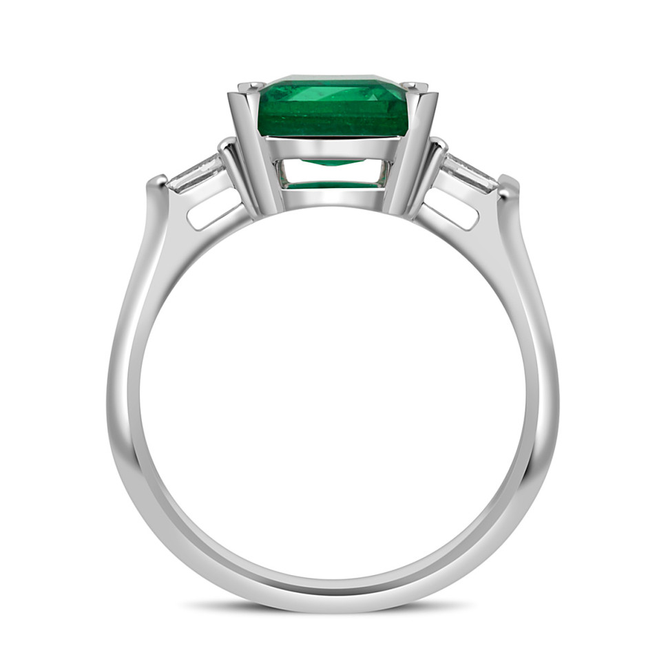 Кольцо из белого золота с бриллиантами и изумрудом (048459)