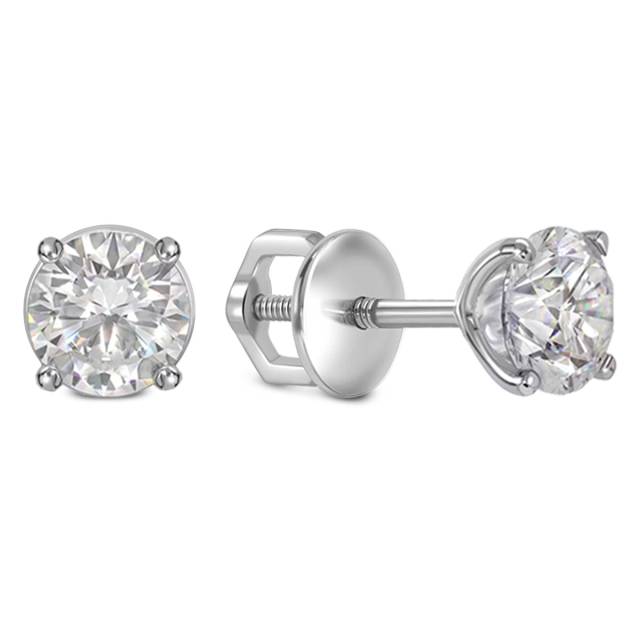 Серьги пусеты из платины с бриллиантами (064618)