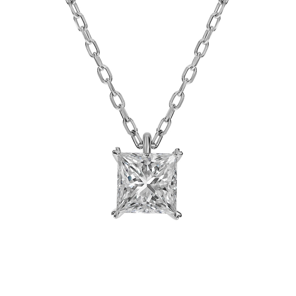 Колье из белого золота с бриллиантом (051928)