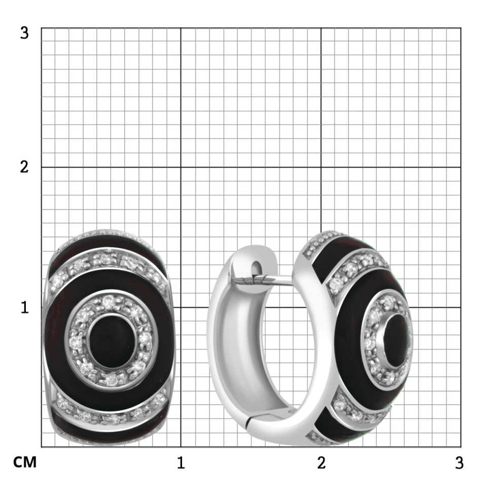 Серьги из белого золота с бриллиантами и эмалью (022025)