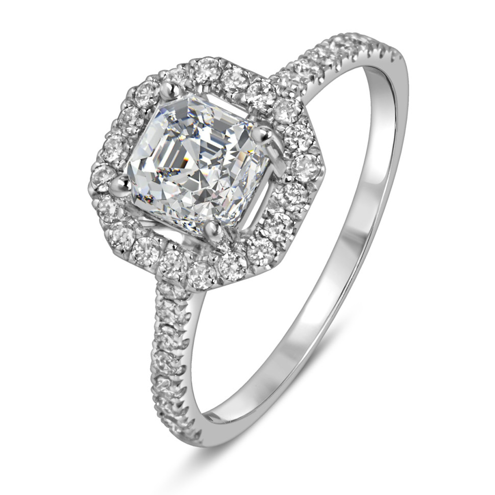 Помолвочное кольцо из белого золота с бриллиантами (049664)