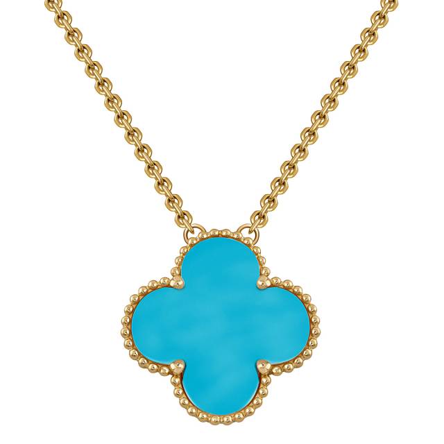 Колье из жёлтого золота с бирюзой (052575)